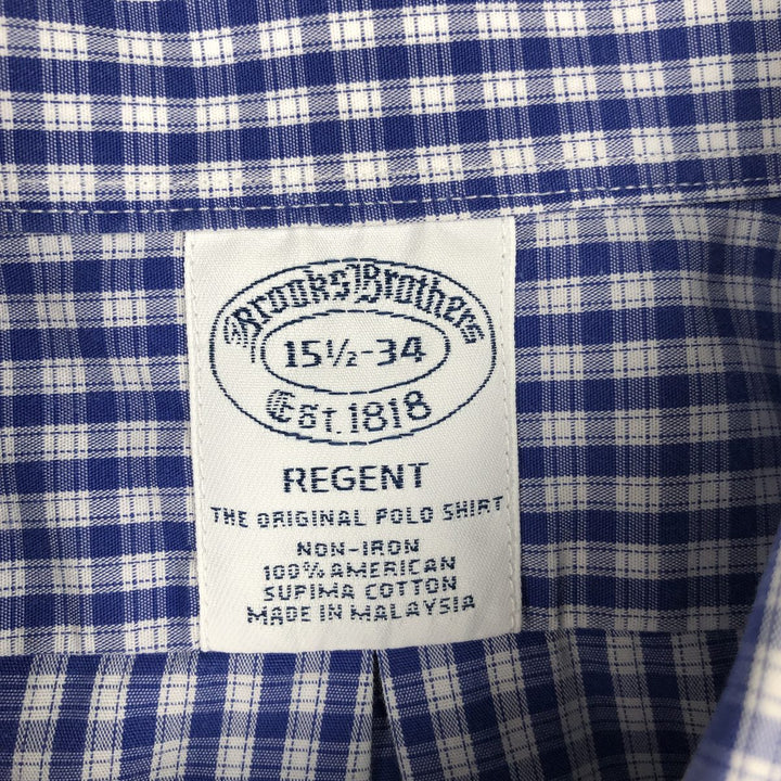 Brooks Brothers Est.1818 REGENT Long Sleeve Button-Down Check Shirt, Men's Size M Supima Cotton blue type Vintage Second Hand