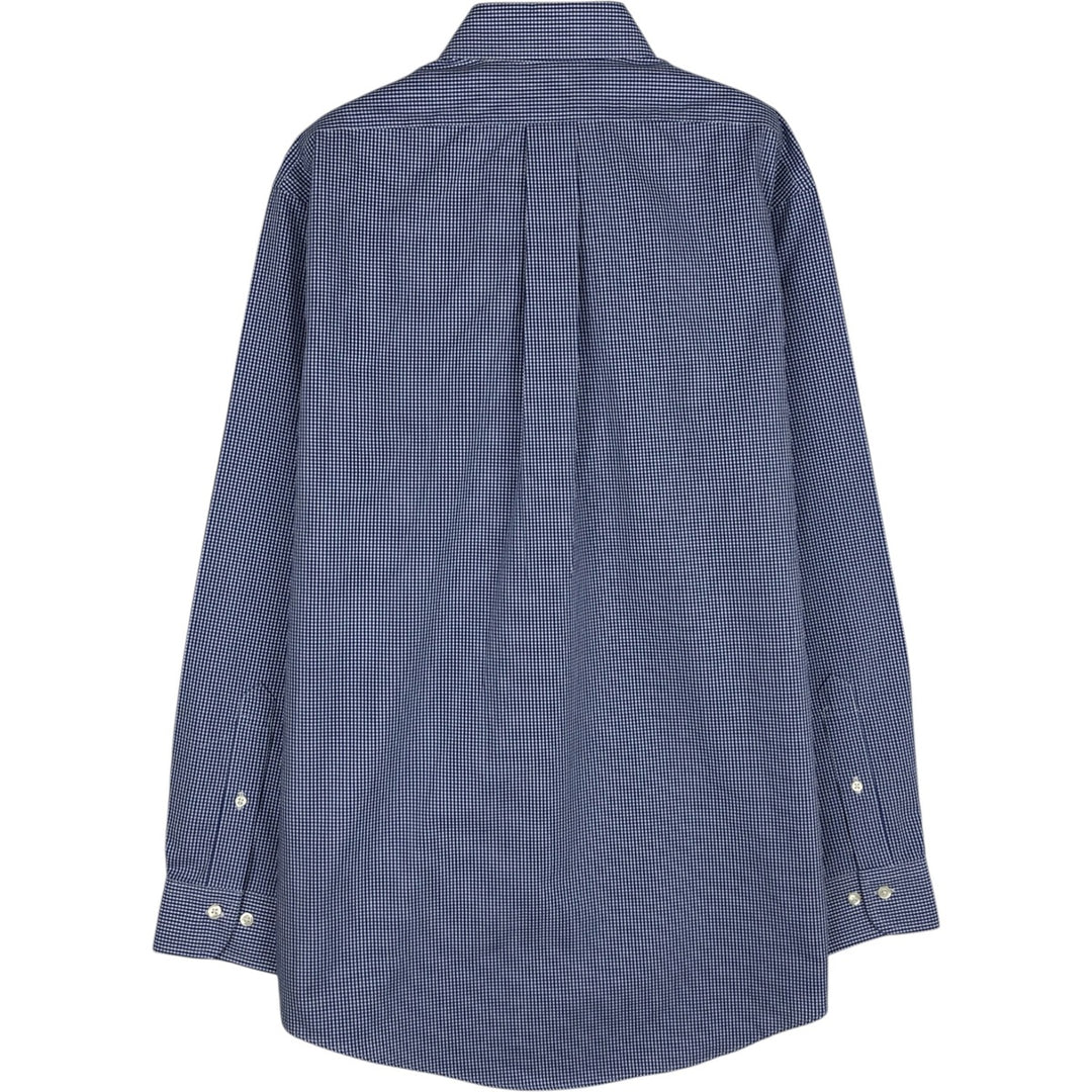 Brooks Brothers 1818 REGENT Gingham Check Long Sleeve Button-Down Check Shirt, Men's Size Medium cotton blue type Vintage Second Hand