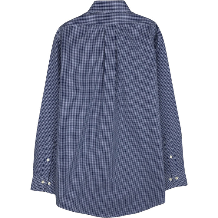 Brooks Brothers 1818 REGENT Gingham Check Long Sleeve Button-Down Check Shirt, Men's Size Medium cotton blue type Vintage Second Hand