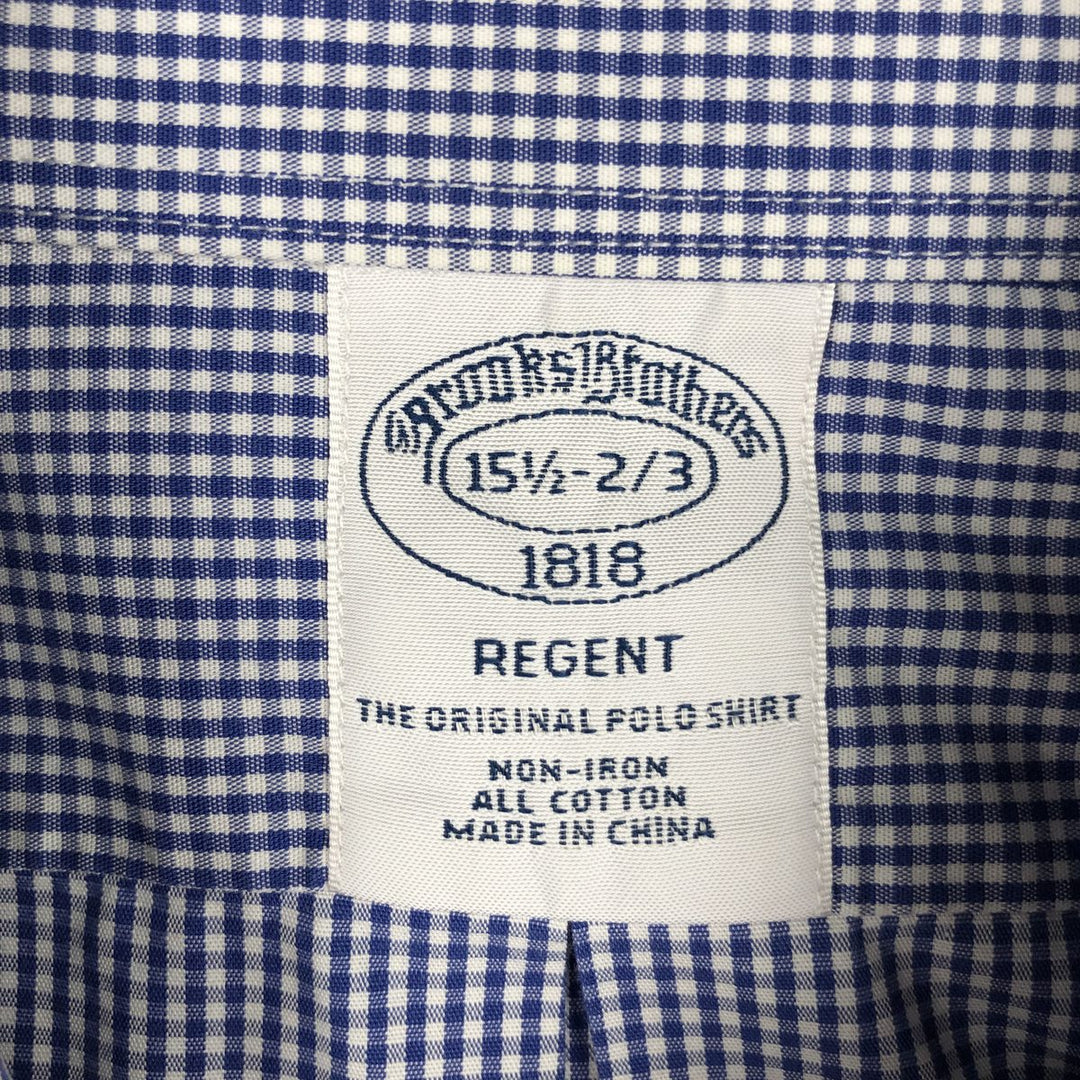 Brooks Brothers 1818 REGENT Gingham Check Long Sleeve Button-Down Check Shirt, Men's Size Medium cotton blue type Vintage Second Hand