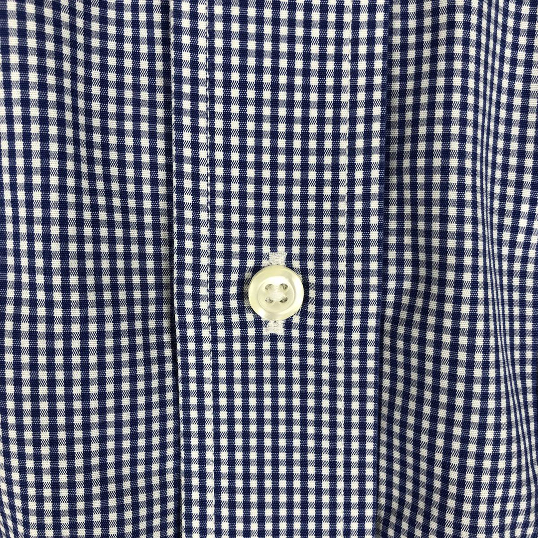 Brooks Brothers 1818 REGENT Gingham Check Long Sleeve Button-Down Check Shirt, Men's Size Medium cotton blue type Vintage Second Hand