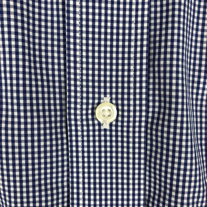 Brooks Brothers 1818 REGENT Gingham Check Long Sleeve Button-Down Check Shirt, Men's Size Medium cotton blue type Vintage Second Hand