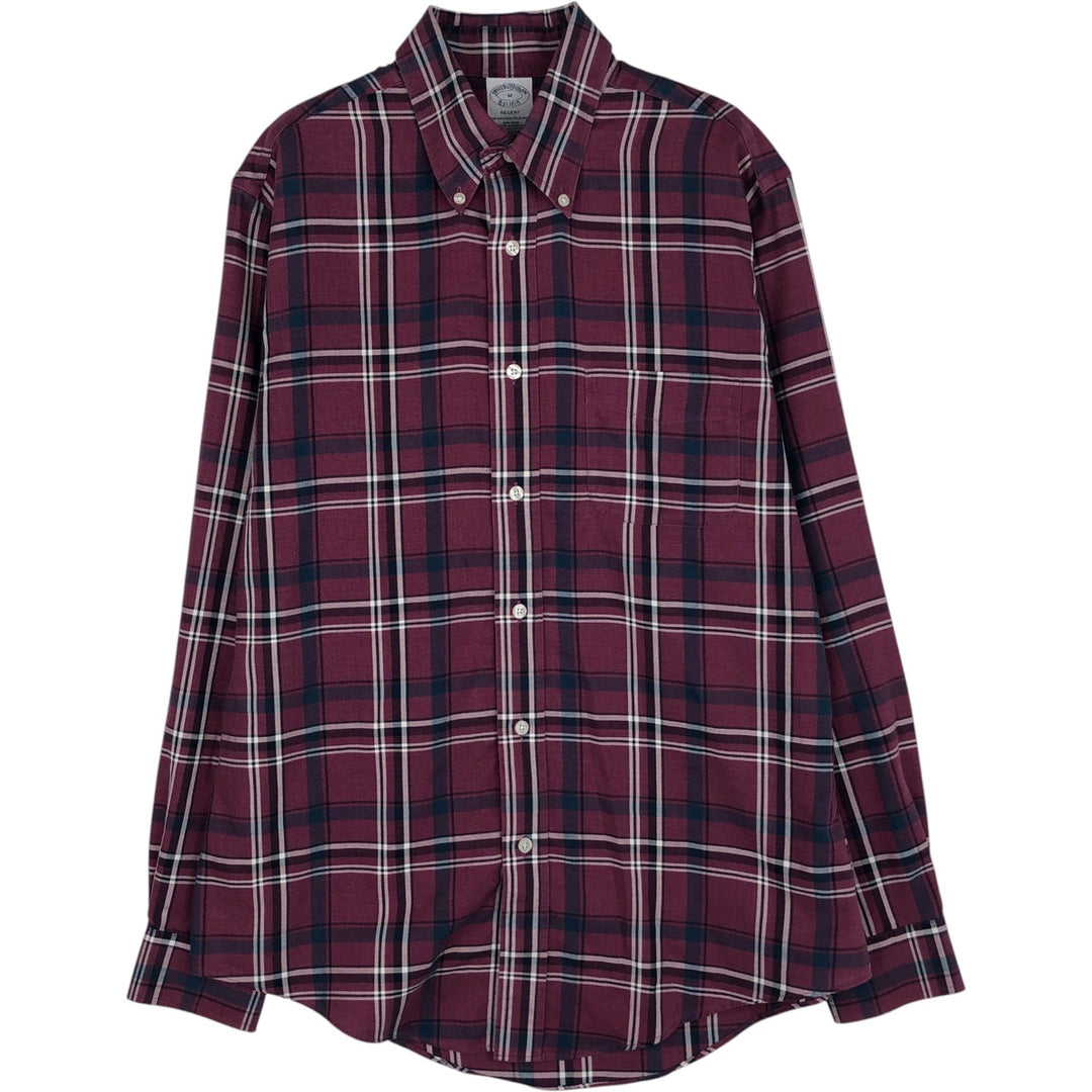 Brooks Brothers Est.1818 REGENT Long Sleeve Button-Down Check Shirt, Men's Size M Supima Cotton Red type red-purple Vintage Second Hand