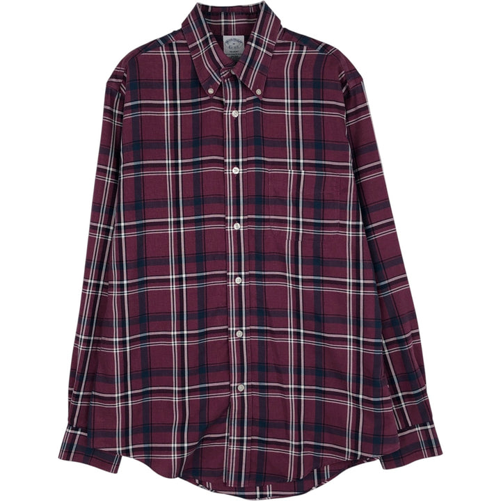 Brooks Brothers Est.1818 REGENT Long Sleeve Button-Down Check Shirt, Men's Size M Supima Cotton Red type red-purple Vintage Second Hand
