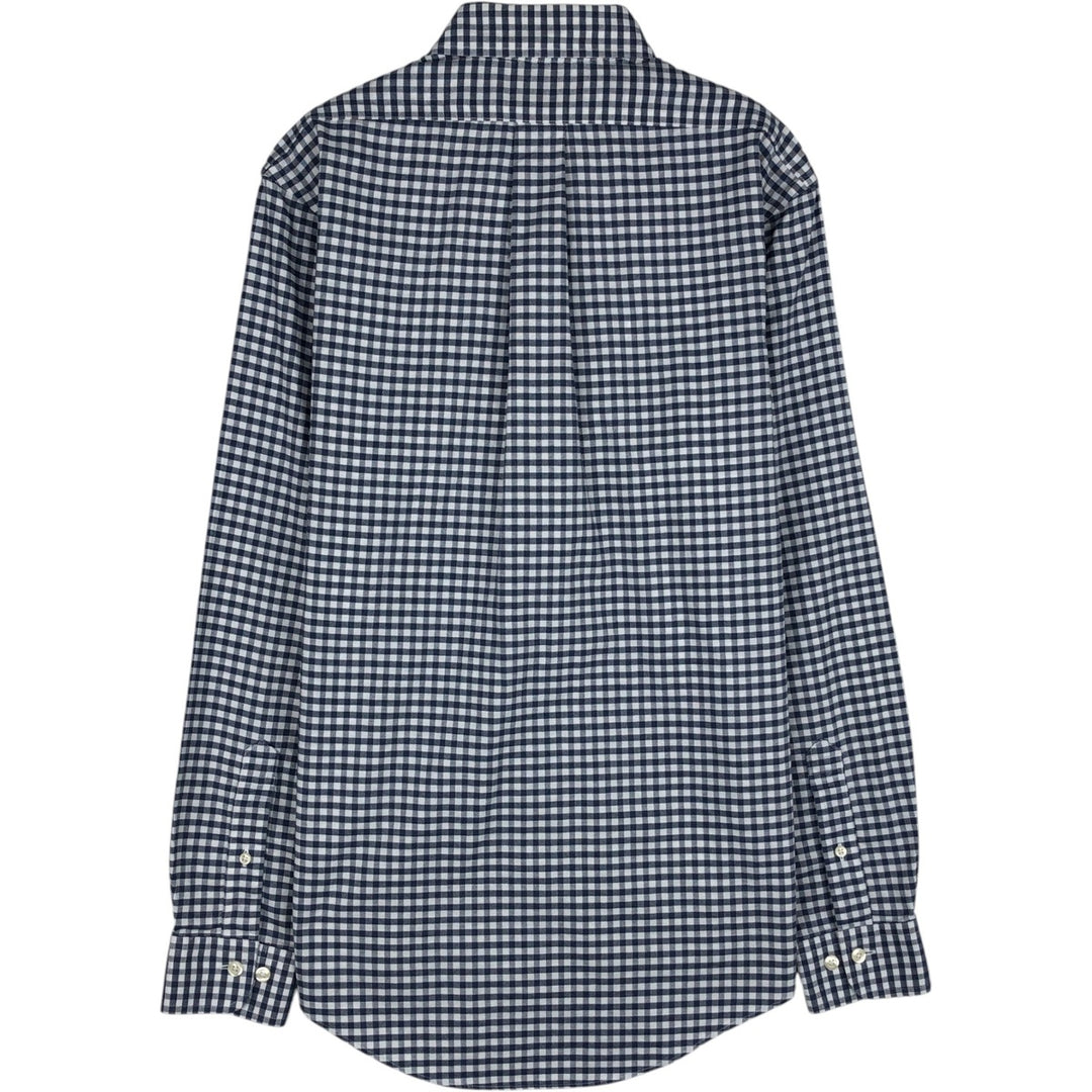 Brooks Brothers 1818 REGENT Gingham Check Long Sleeve Button-Down Check Shirt, Men's Size Medium Supima Cotton navy blue type Vintage Second Hand