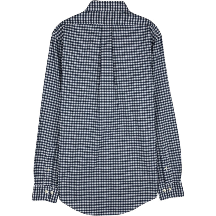 Brooks Brothers 1818 REGENT Gingham Check Long Sleeve Button-Down Check Shirt, Men's Size Medium Supima Cotton navy blue type Vintage Second Hand