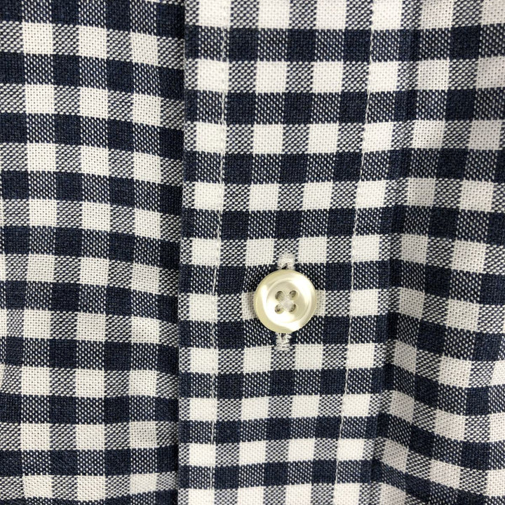 Brooks Brothers 1818 REGENT Gingham Check Long Sleeve Button-Down Check Shirt, Men's Size Medium Supima Cotton navy blue type Vintage Second Hand
