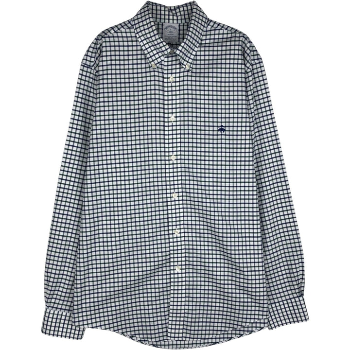 Brooks Brothers 1818 REGENT Long Sleeve Button-Down Check Shirt, Men's Size L Supima Cotton white type Vintage Second Hand