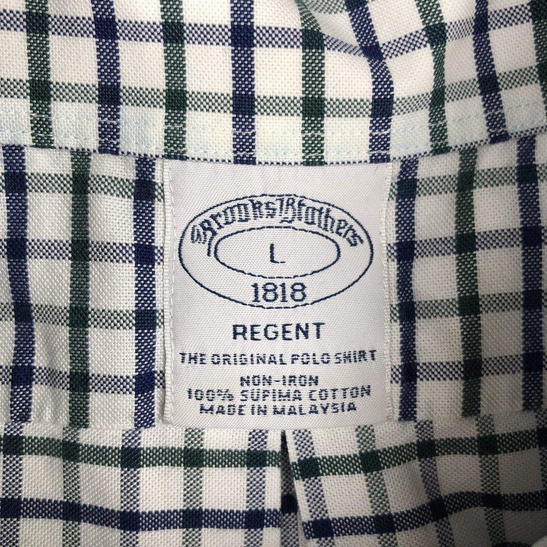 Brooks Brothers 1818 REGENT Long Sleeve Button-Down Check Shirt, Men's Size L Supima Cotton white type Vintage Second Hand