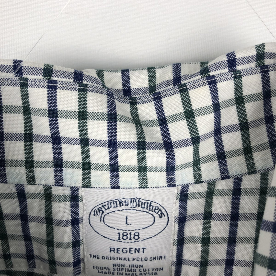 Brooks Brothers 1818 REGENT Long Sleeve Button-Down Check Shirt, Men's Size L Supima Cotton white type Vintage Second Hand
