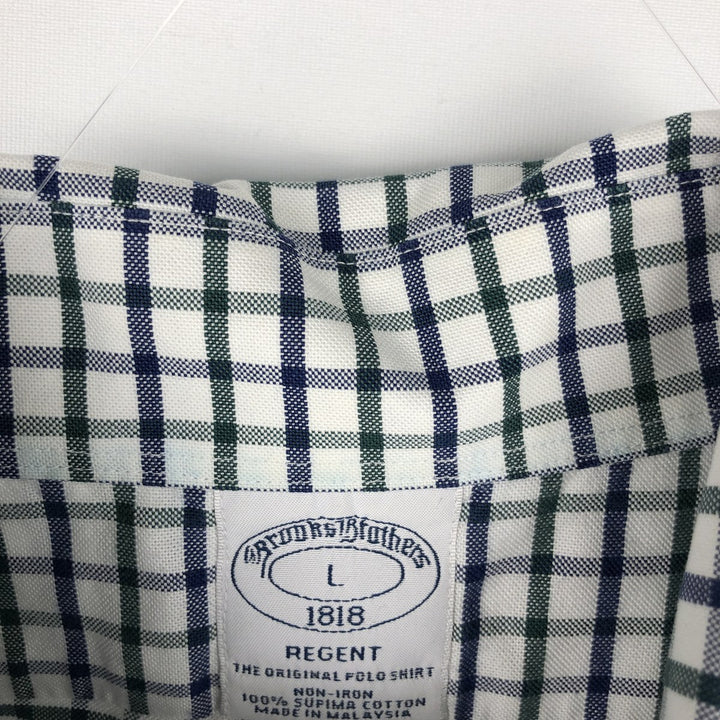 Brooks Brothers 1818 REGENT Long Sleeve Button-Down Check Shirt, Men's Size L Supima Cotton white type Vintage Second Hand