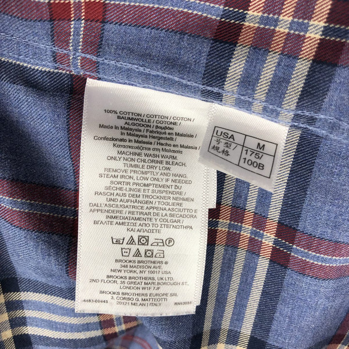 Brooks Brothers Est.1818 MILANO Long-Sleeve Button-Down Check Shirt, Men's Size M (approx.) Supima Cotton navy blue type Vintage Second Hand