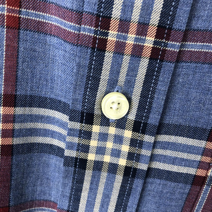 Brooks Brothers Est.1818 MILANO Long-Sleeve Button-Down Check Shirt, Men's Size M (approx.) Supima Cotton navy blue type Vintage Second Hand