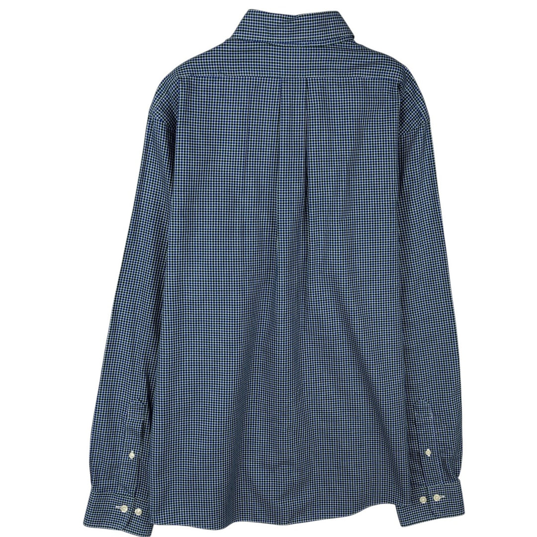Brooks Brothers 1818 REGENT Long Sleeve Button-Down Check Shirt, Men's Size L cotton navy blue type Vintage Second Hand