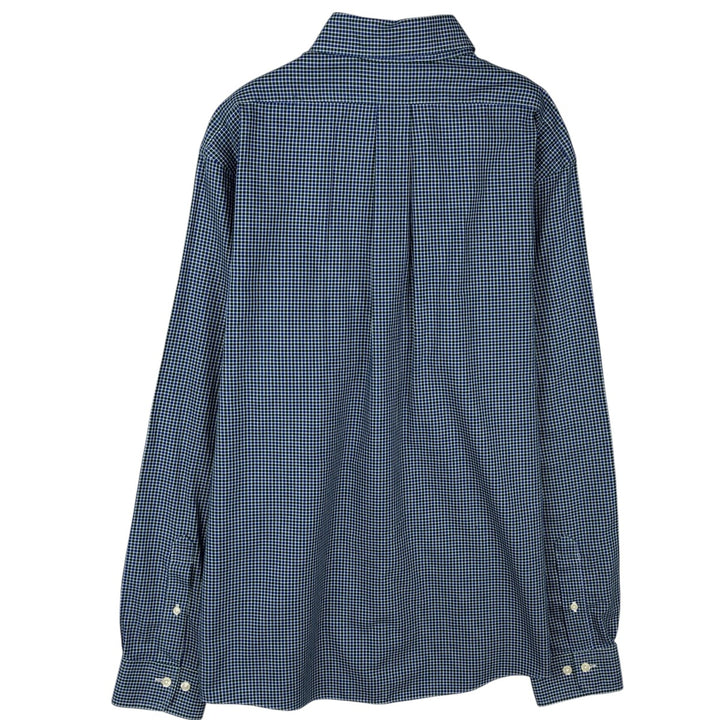 Brooks Brothers 1818 REGENT Long Sleeve Button-Down Check Shirt, Men's Size L cotton navy blue type Vintage Second Hand