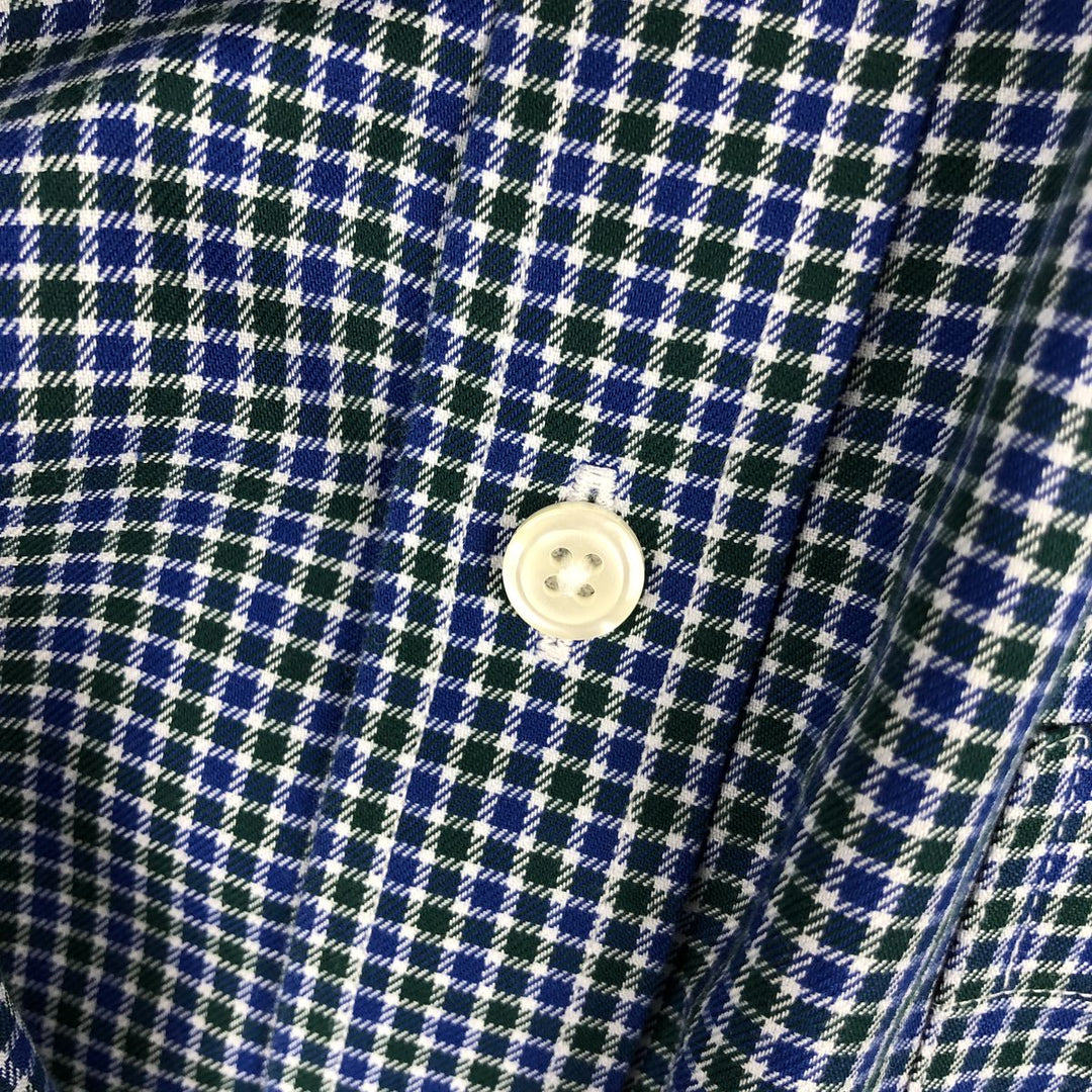 Brooks Brothers 1818 REGENT Long Sleeve Button-Down Check Shirt, Men's Size L cotton navy blue type Vintage Second Hand