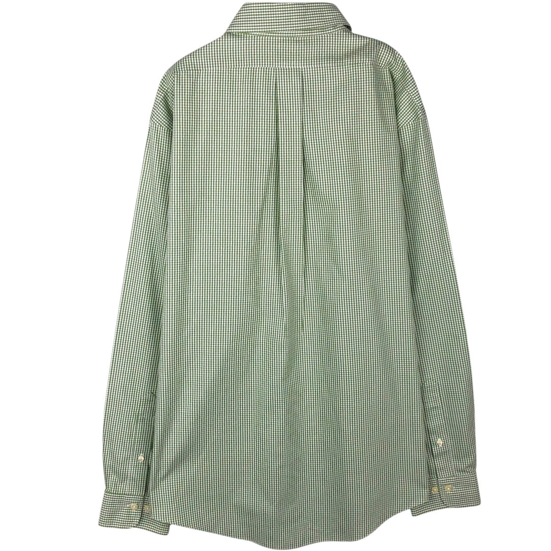 Brooks Brothers 346 Gingham Check Long Sleeve Button-Down Check Shirt, Men's Size XL (approx.) cotton green type Vintage Second Hand