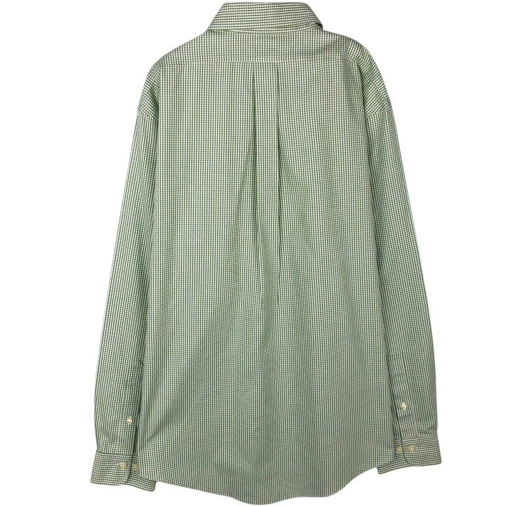 Brooks Brothers 346 Gingham Check Long Sleeve Button-Down Check Shirt, Men's Size XL (approx.) cotton green type Vintage Second Hand