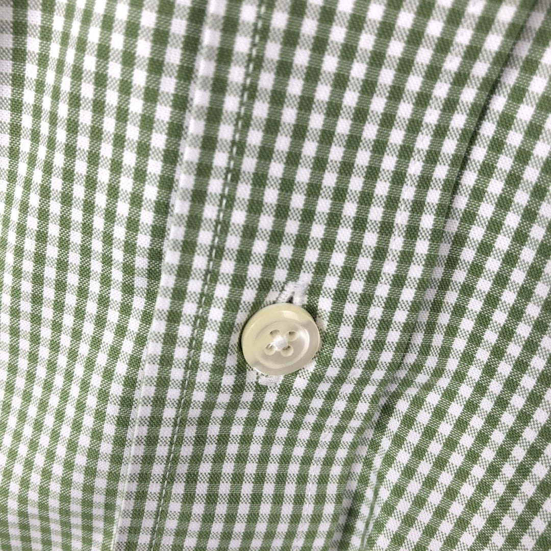 Brooks Brothers 346 Gingham Check Long Sleeve Button-Down Check Shirt, Men's Size XL (approx.) cotton green type Vintage Second Hand