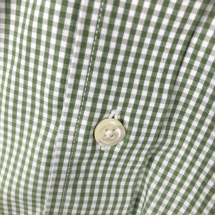 Brooks Brothers 346 Gingham Check Long Sleeve Button-Down Check Shirt, Men's Size XL (approx.) cotton green type Vintage Second Hand