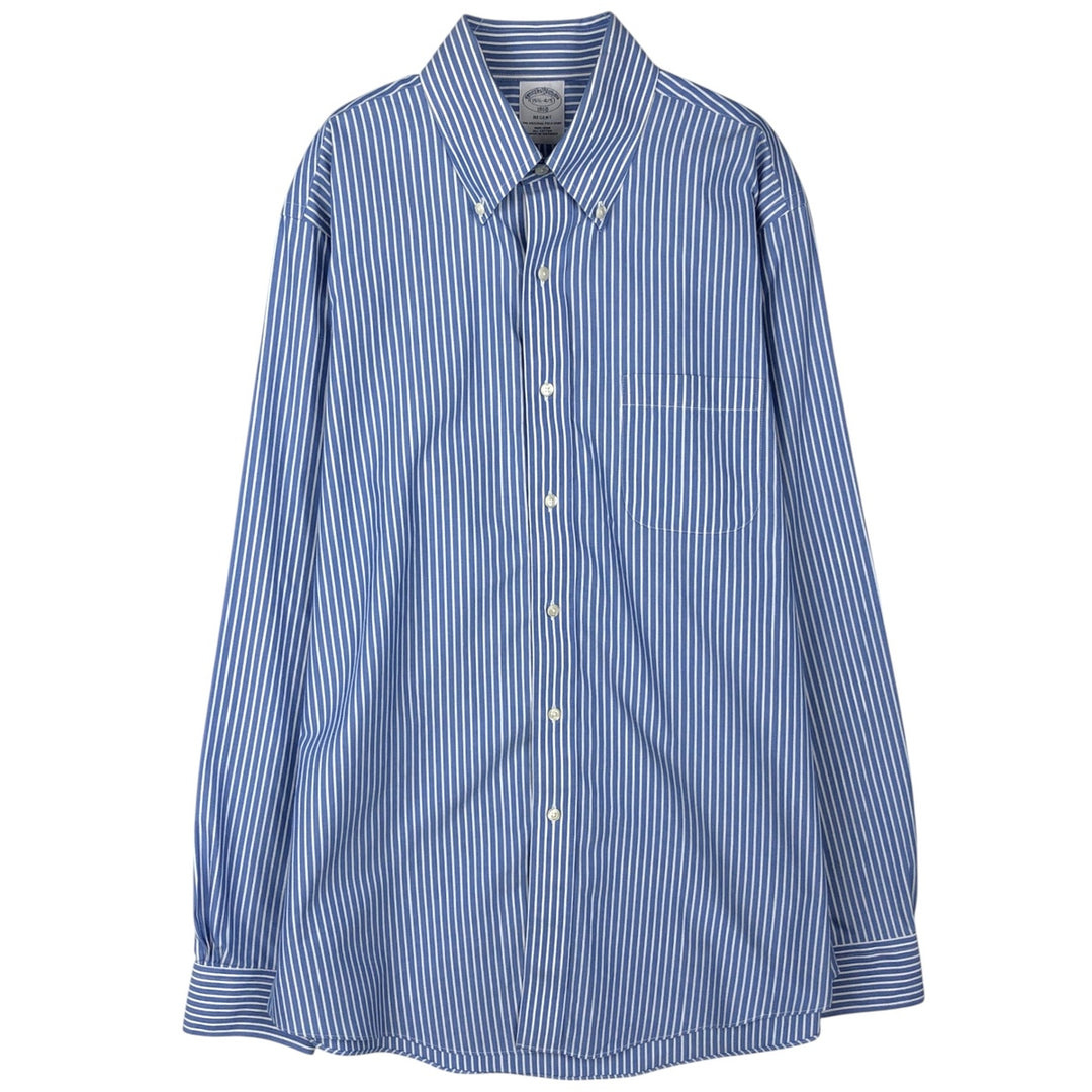 Brooks Brothers 1818 REGENT Long Sleeve Button-Down Striped Shirt, Men's Size Medium cotton blue type Vintage Second Hand