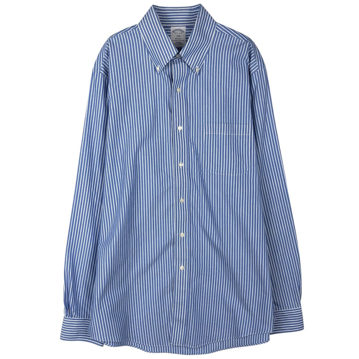 Brooks Brothers 1818 REGENT Long Sleeve Button-Down Striped Shirt, Men's Size Medium cotton blue type Vintage Second Hand