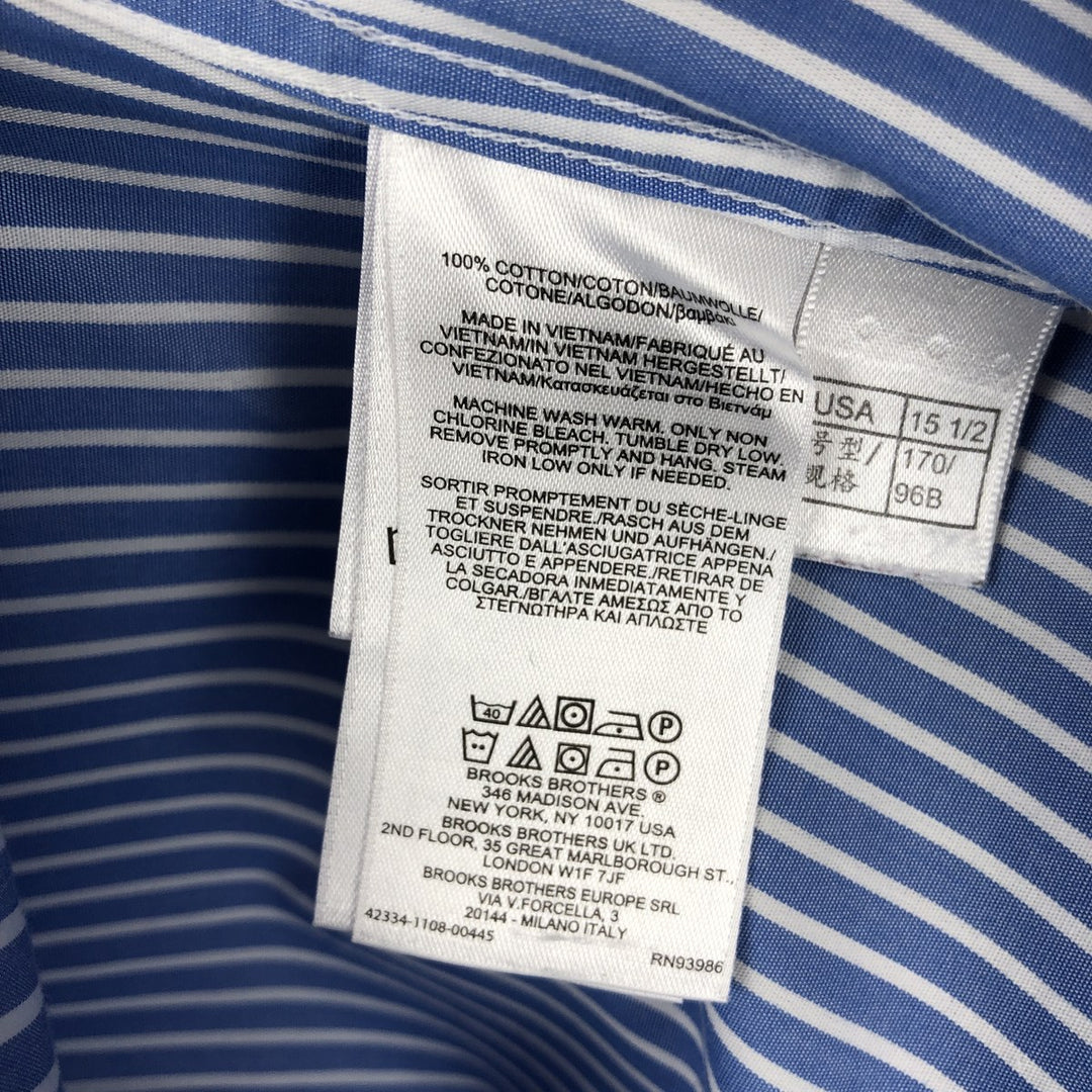 Brooks Brothers 1818 REGENT Long Sleeve Button-Down Striped Shirt, Men's Size Medium cotton blue type Vintage Second Hand