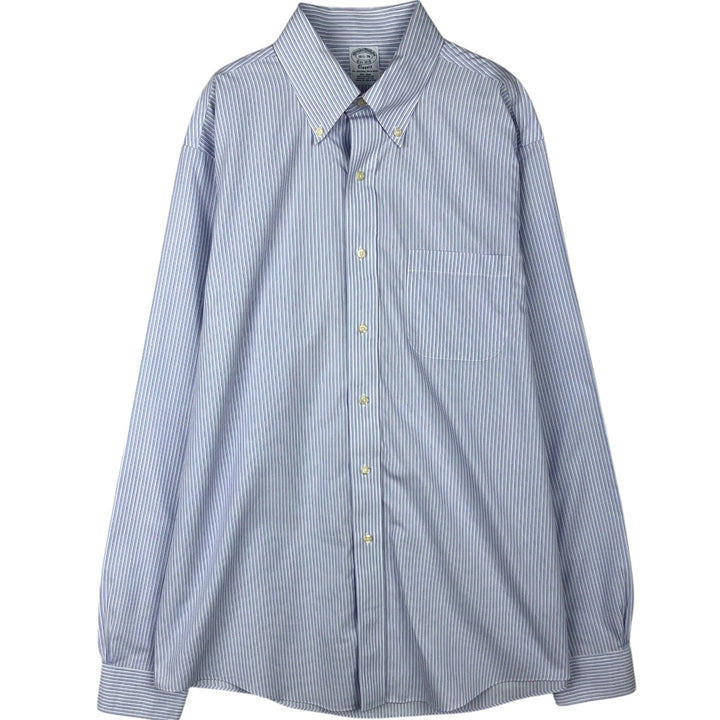 Brooks Brothers Est.1818 Classic Long Sleeve Button-Down Striped Shirt, Men's Size L Supima Cotton white type Vintage Second Hand