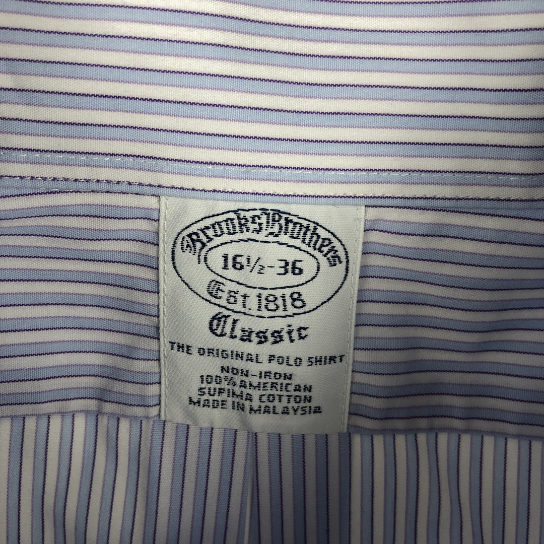 Brooks Brothers Est.1818 Classic Long Sleeve Button-Down Striped Shirt, Men's Size L Supima Cotton white type Vintage Second Hand