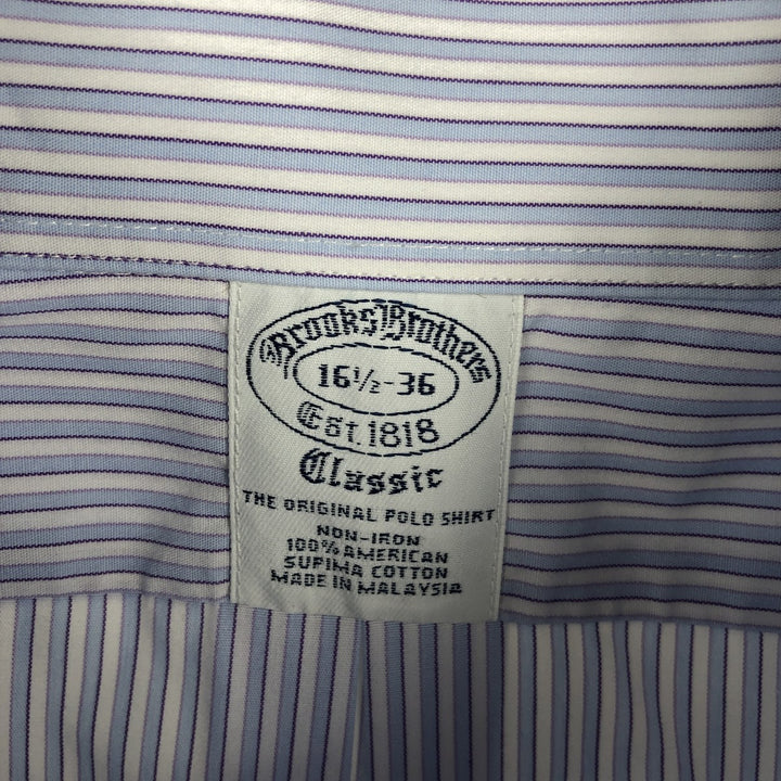 Brooks Brothers Est.1818 Classic Long Sleeve Button-Down Striped Shirt, Men's Size L Supima Cotton white type Vintage Second Hand