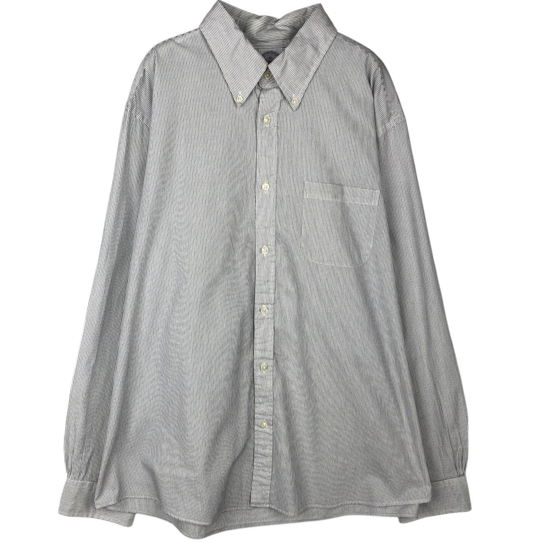 Brooks Brothers 1818 Long Sleeve Button-Down Striped Shirt, Men's XL cotton white type Vintage Second Hand