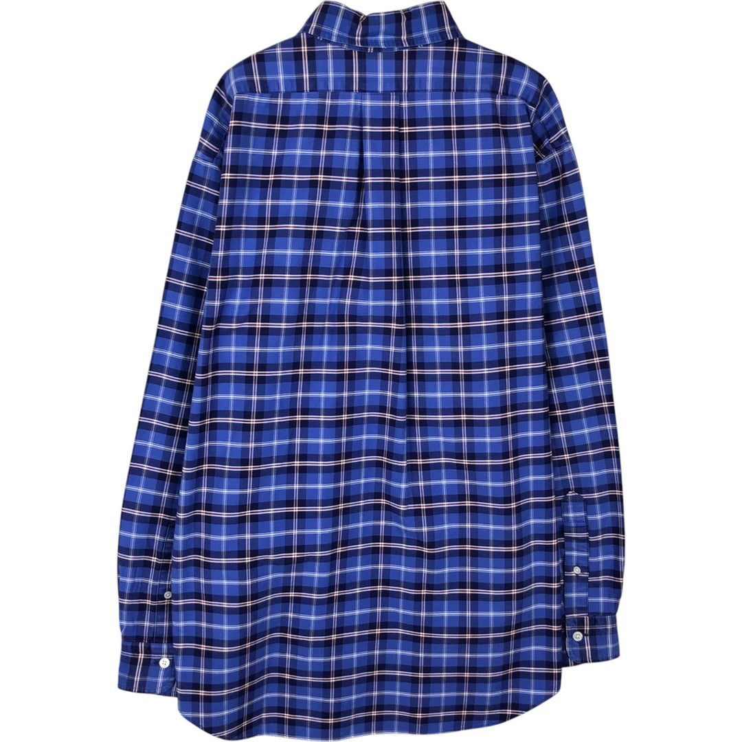 Brooks Brothers Est.1818 Long-Sleeve Button-Down Check Shirt, Made in USA, Men's Size XL (approx.) Supima Cotton Navy blue Vintage Second Hand
