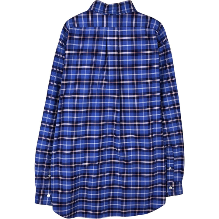 Brooks Brothers Est.1818 Long-Sleeve Button-Down Check Shirt, Made in USA, Men's Size XL (approx.) Supima Cotton Navy blue Vintage Second Hand