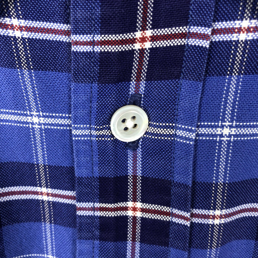 Brooks Brothers Est.1818 Long-Sleeve Button-Down Check Shirt, Made in USA, Men's Size XL (approx.) Supima Cotton Navy blue Vintage Second Hand