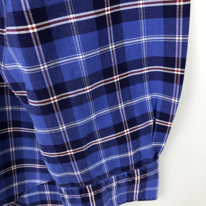 Brooks Brothers Est.1818 Long-Sleeve Button-Down Check Shirt, Made in USA, Men's Size XL (approx.) Supima Cotton Navy blue Vintage Second Hand
