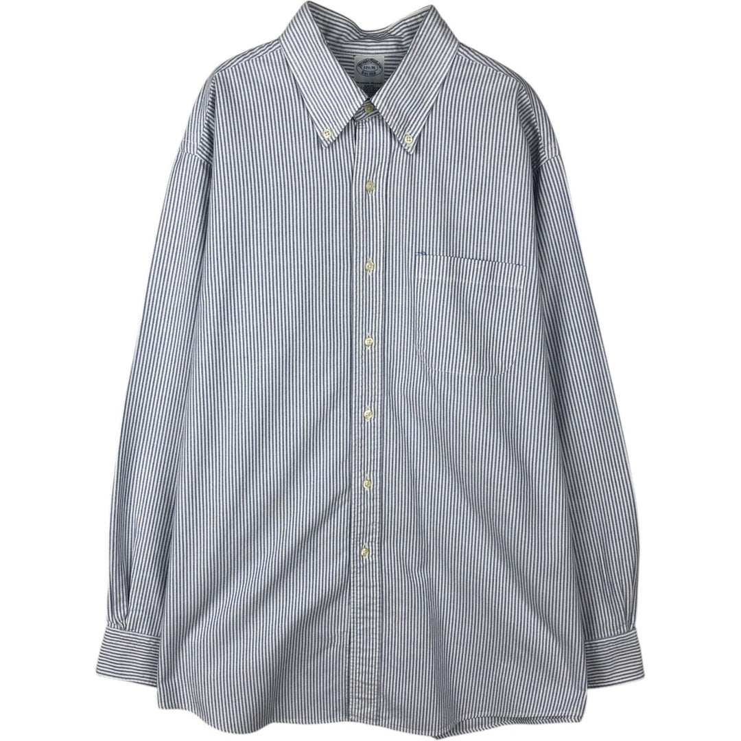 Brooks Brothers Est.1818 Long Sleeve Button-Down Striped Shirt Made in USA Men's XL Supima Cotton white type Vintage Second Hand