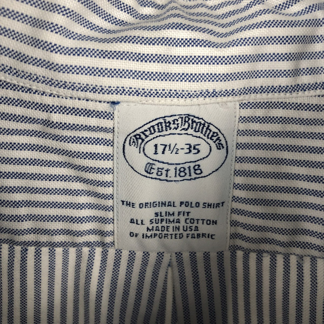 Brooks Brothers Est.1818 Long Sleeve Button-Down Striped Shirt Made in USA Men's XL Supima Cotton white type Vintage Second Hand