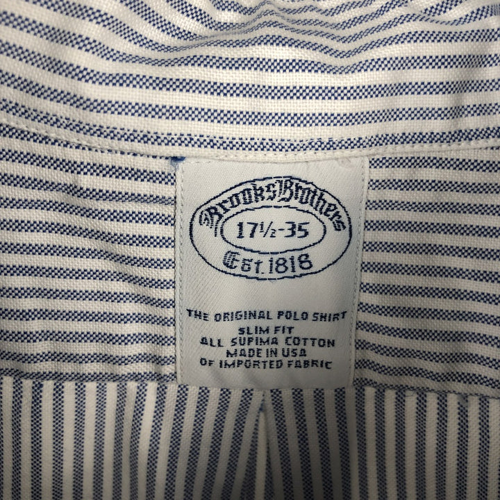 Brooks Brothers Est.1818 Long Sleeve Button-Down Striped Shirt Made in USA Men's XL Supima Cotton white type Vintage Second Hand