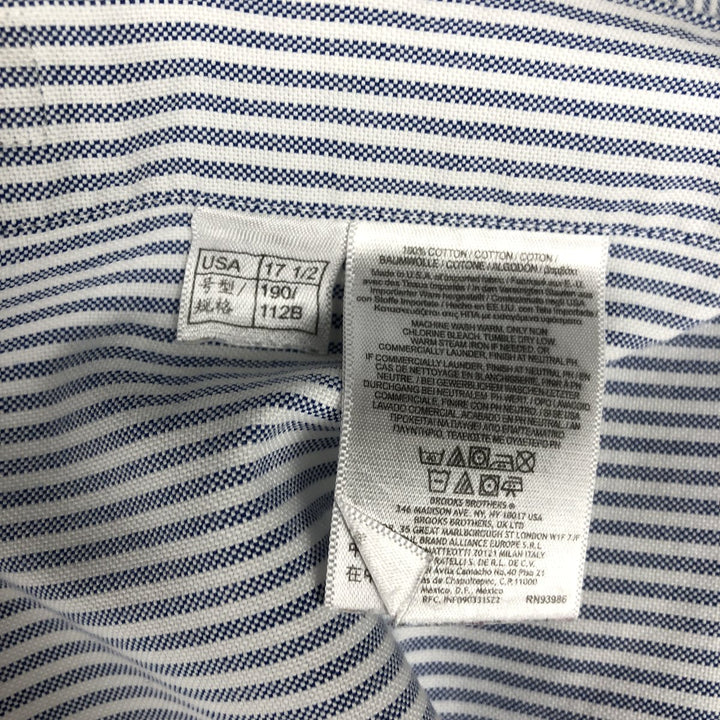 Brooks Brothers Est.1818 Long Sleeve Button-Down Striped Shirt Made in USA Men's XL Supima Cotton white type Vintage Second Hand