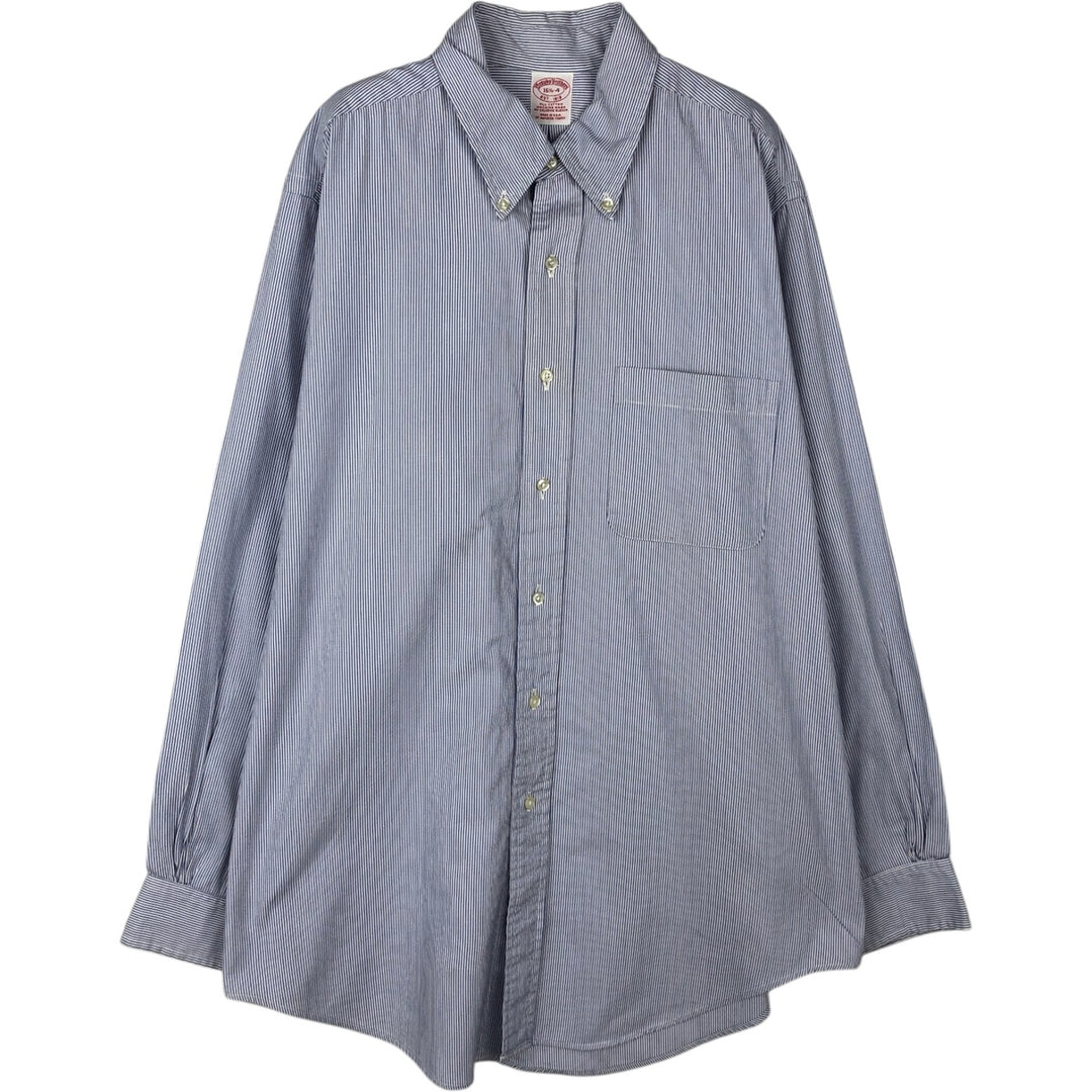 80s-90'S Brooks Brothers Est.1818 Long Sleeve Button-Down Striped Shirt Made in USA Men's Size L cotton white type Vintage Second Hand