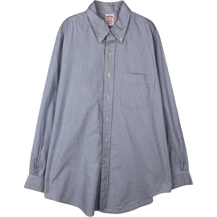 80s-90'S Brooks Brothers Est.1818 Long Sleeve Button-Down Striped Shirt Made in USA Men's Size L cotton white type Vintage Second Hand