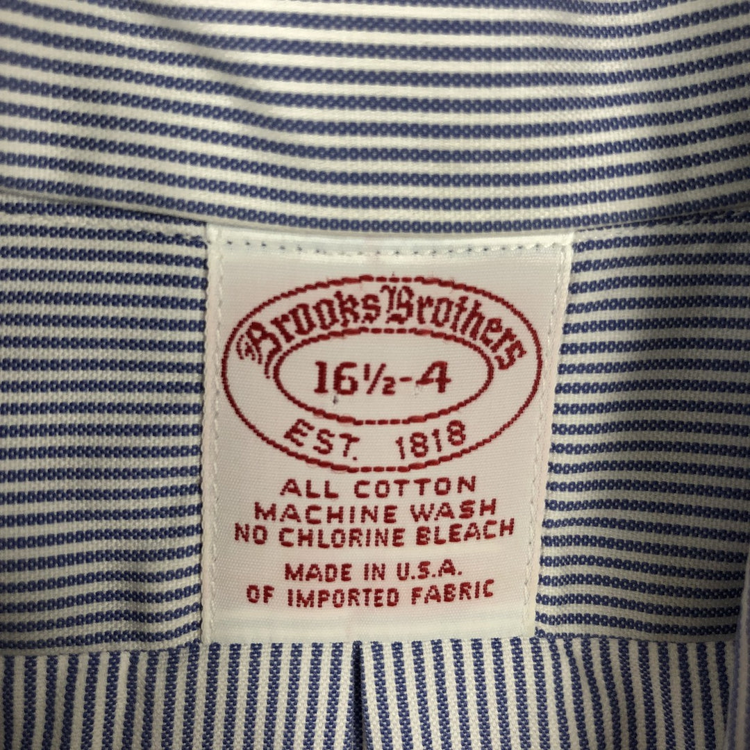 80s-90'S Brooks Brothers Est.1818 Long Sleeve Button-Down Striped Shirt Made in USA Men's Size L cotton white type Vintage Second Hand