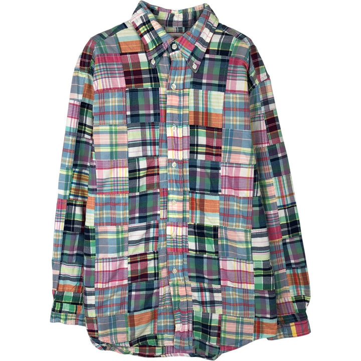 Brooks Brothers Est.1818 Patchwork Long-Sleeve Button-Down Check Shirt, Men's Size M (approx.) cotton red type Vintage Second Hand