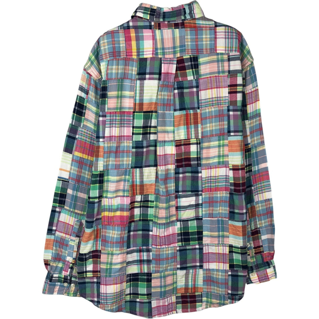 Brooks Brothers Est.1818 Patchwork Long-Sleeve Button-Down Check Shirt, Men's Size M (approx.) cotton red type Vintage Second Hand