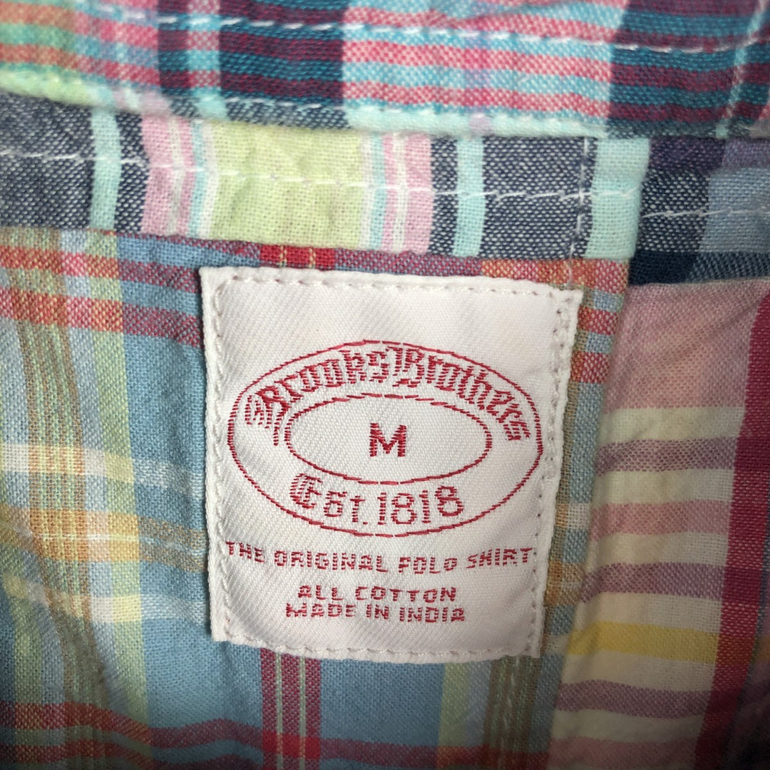 Brooks Brothers Est.1818 Patchwork Long-Sleeve Button-Down Check Shirt, Men's Size M (approx.) cotton red type Vintage Second Hand
