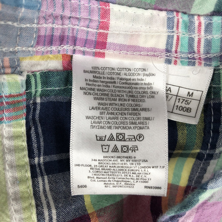 Brooks Brothers Est.1818 Patchwork Long-Sleeve Button-Down Check Shirt, Men's Size M (approx.) cotton red type Vintage Second Hand
