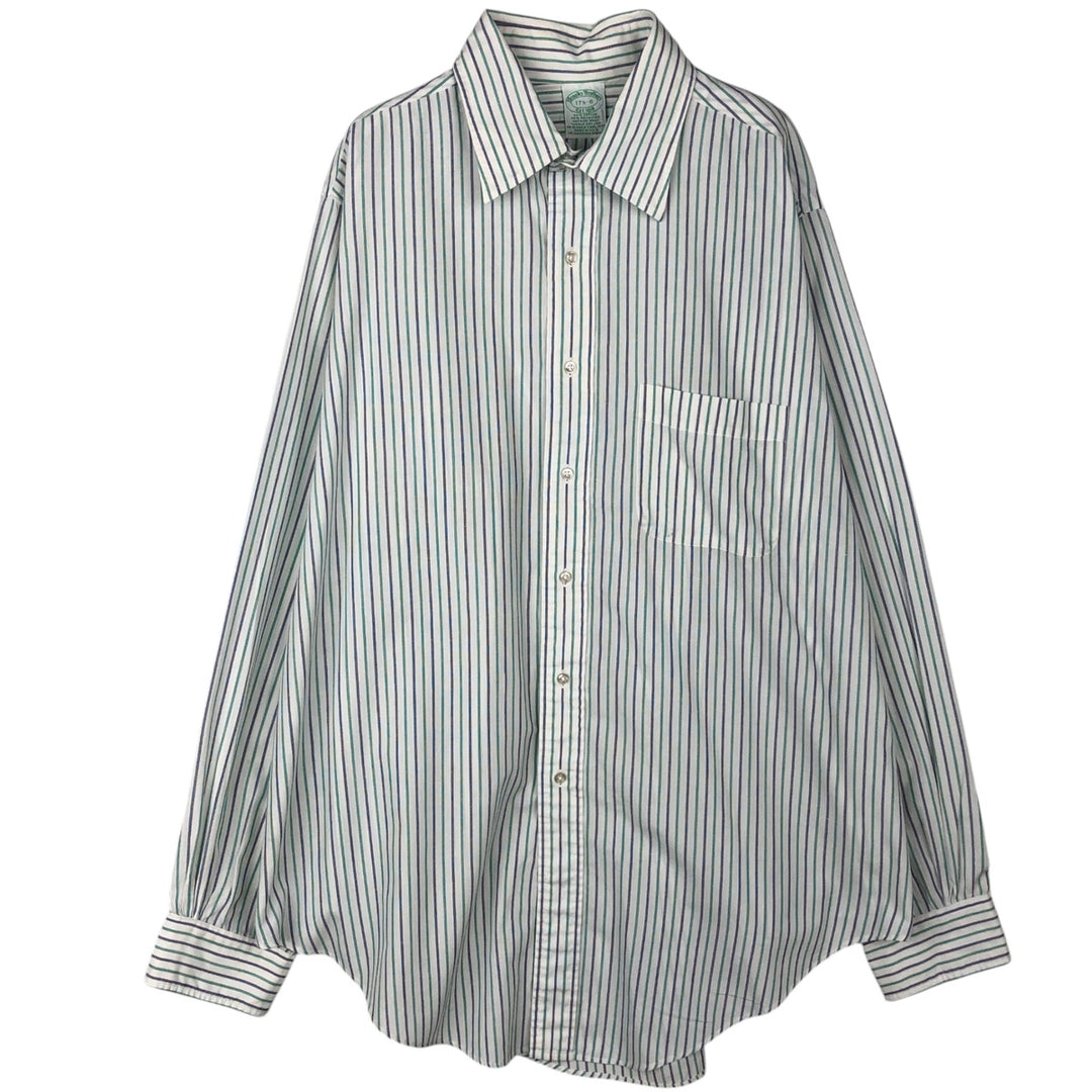 Brooks Brothers Est.1818 Multi-Stripe Long Sleeve Cotton Striped Shirt Made in USA Men's XL cotton white type Vintage Second Hand