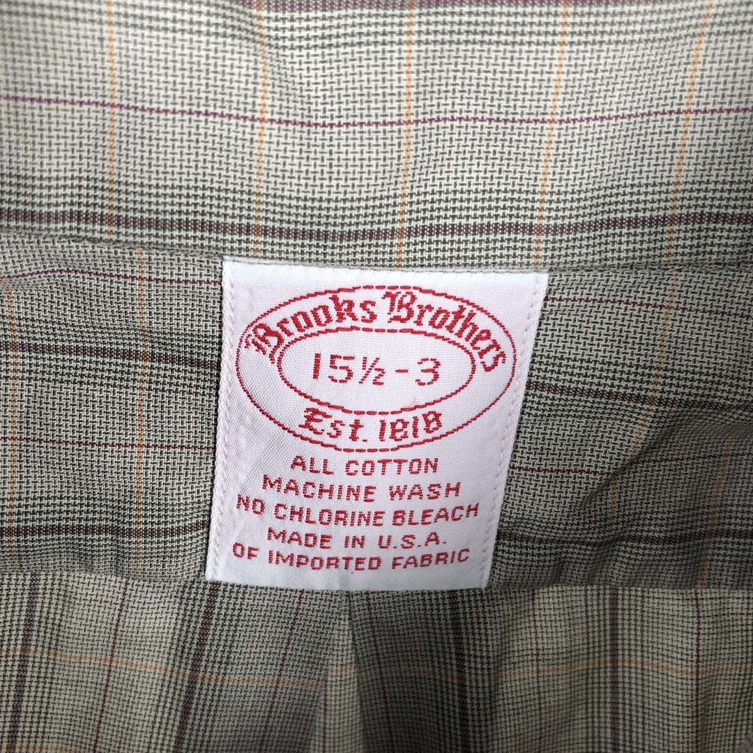 Brooks Brothers Est.1818 Long-Sleeve Button-Down Check Shirt, Made in USA, Men's Size M (approx.) cotton gray type Vintage Second Hand