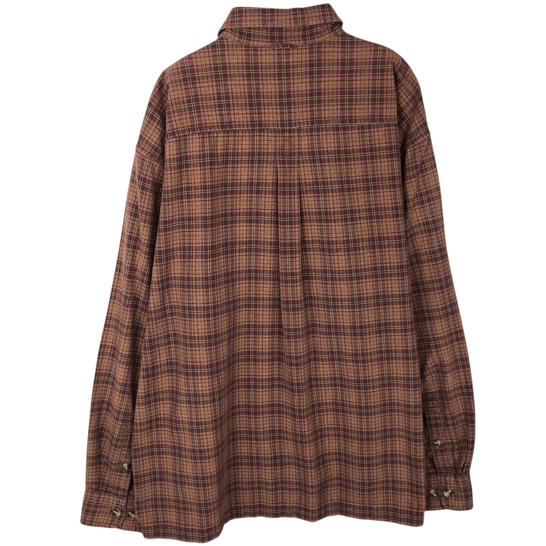 90s-00'S Timberland Long-Sleeve Cotton Check Shirt, Men's Size XL cotton burgundy type Vintage Second Hand