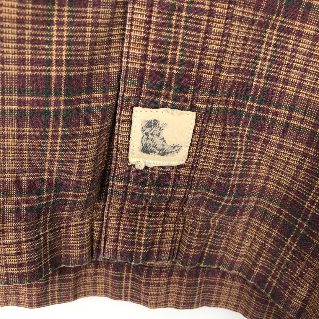 90s-00'S Timberland Long-Sleeve Cotton Check Shirt, Men's Size XL cotton burgundy type Vintage Second Hand